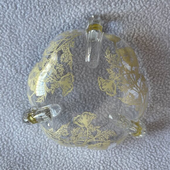 Flanders Poppy Sterling Silver on Clear Glass 3-Handled Dish - Picture 6 of 15